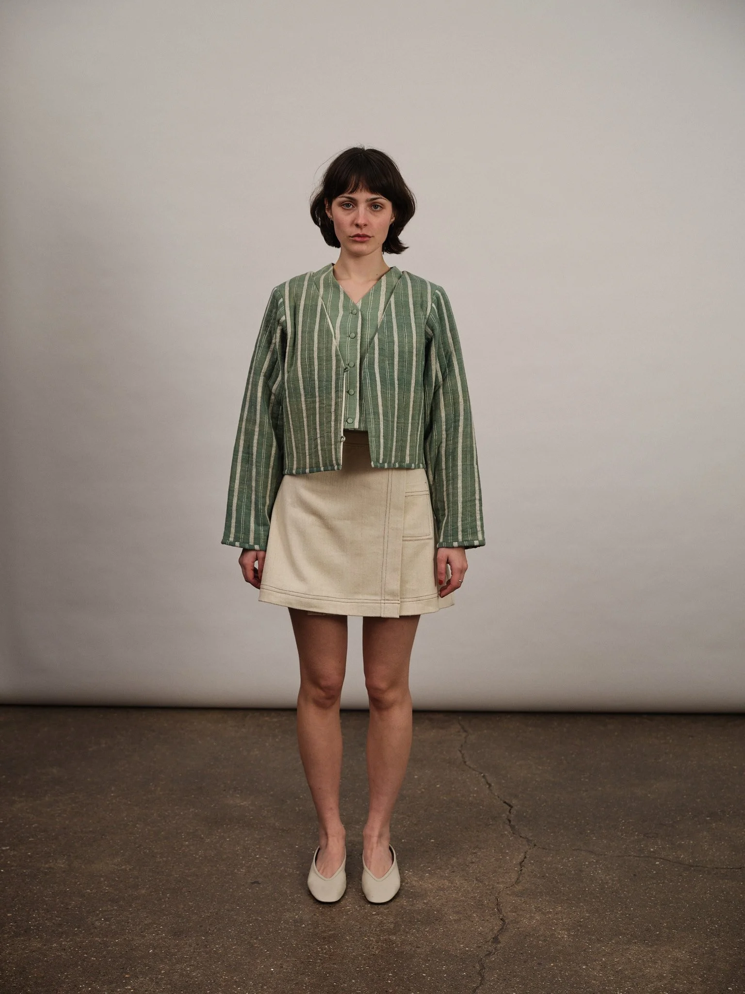 Andi Quilted Cardigan | Green stripe