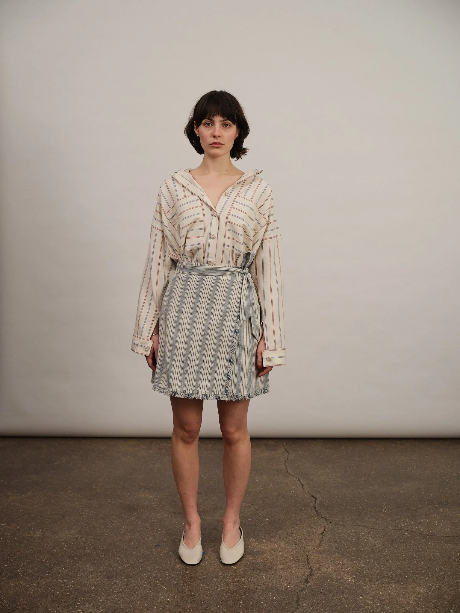 Pre-order | Sabine Wrap Skirt | Indigo Stripes