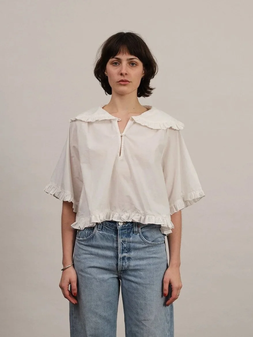 Gracie Frill Collar Top | Snow white