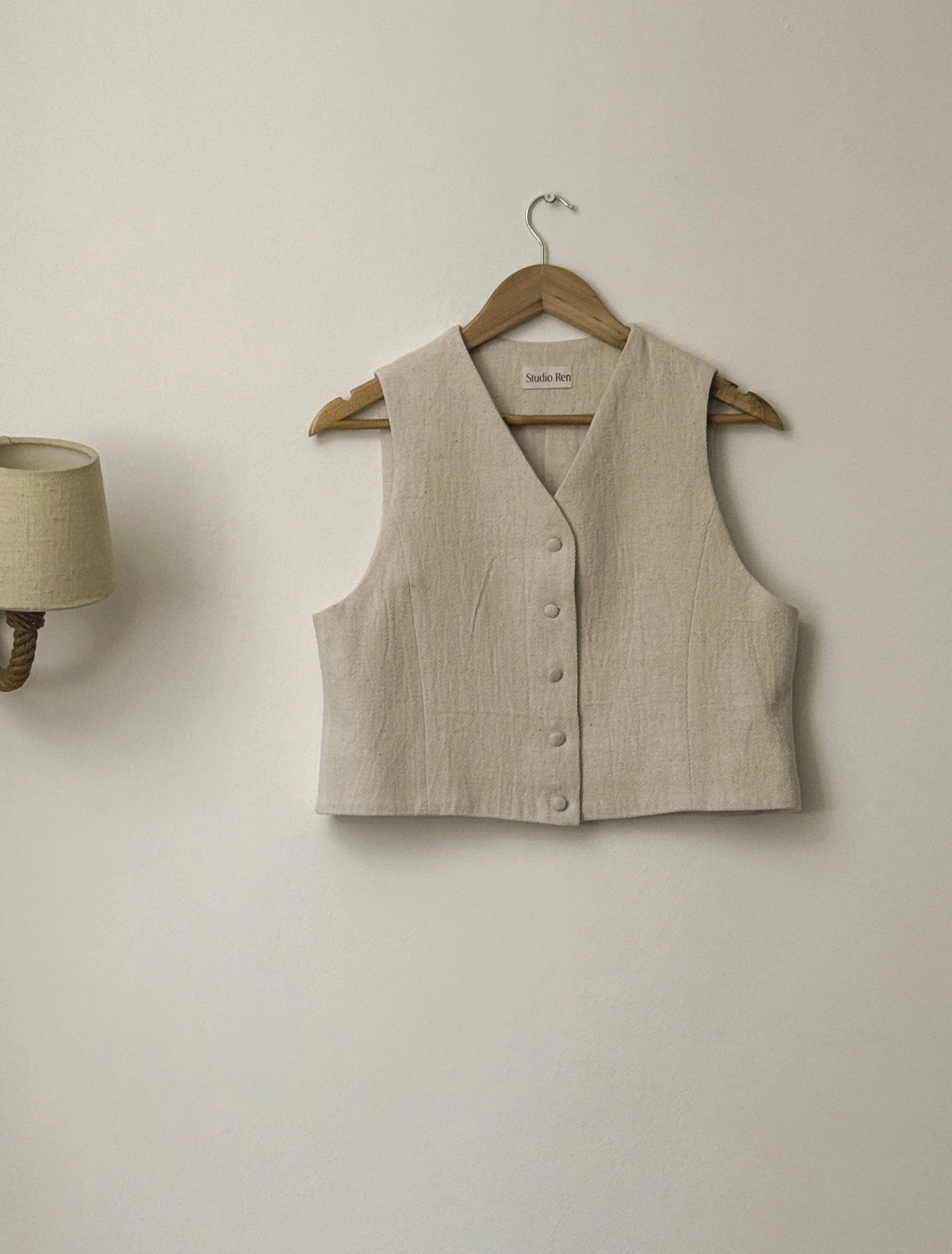 Ellis top | Ecru herringbone