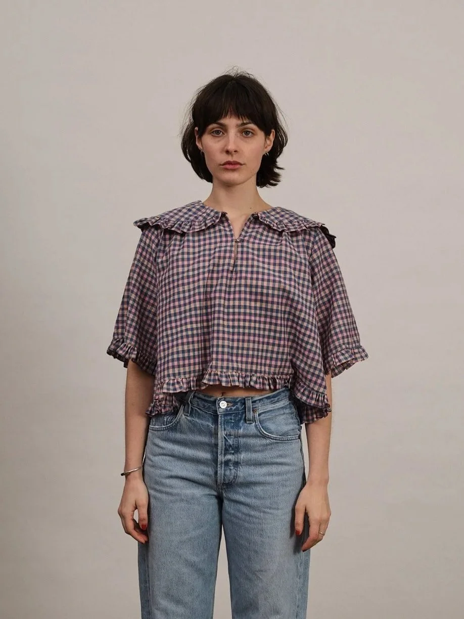 Gracie Frill Collar Top | Confetti Check