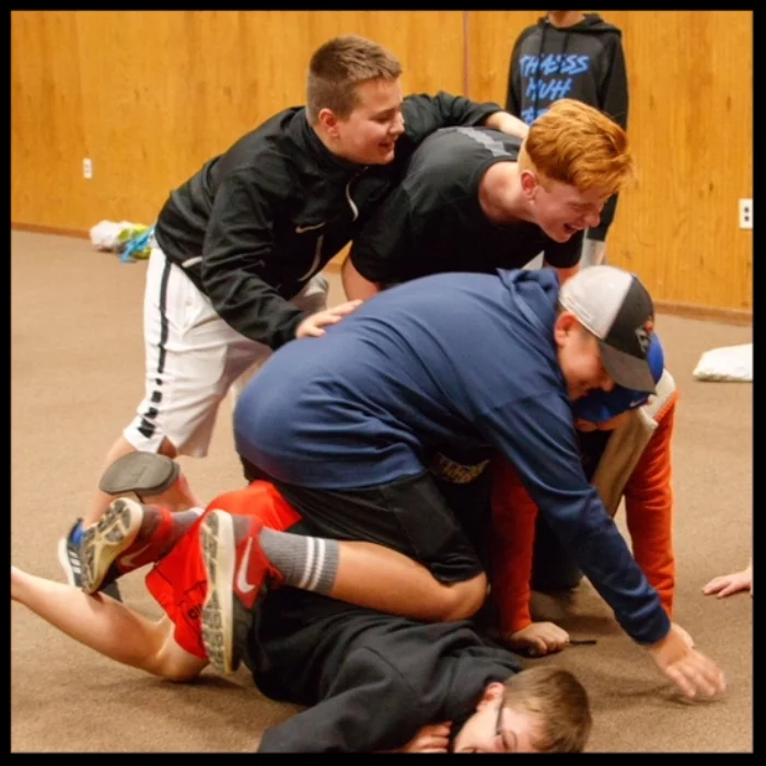 That's Five Oaker Charles Bryant (blue jacket and hat) at the Student Ministries retreat, Camp Getaway. Charles brought three of his friends to this life-impacting weekend with 70 other students and 15 adult leaders.