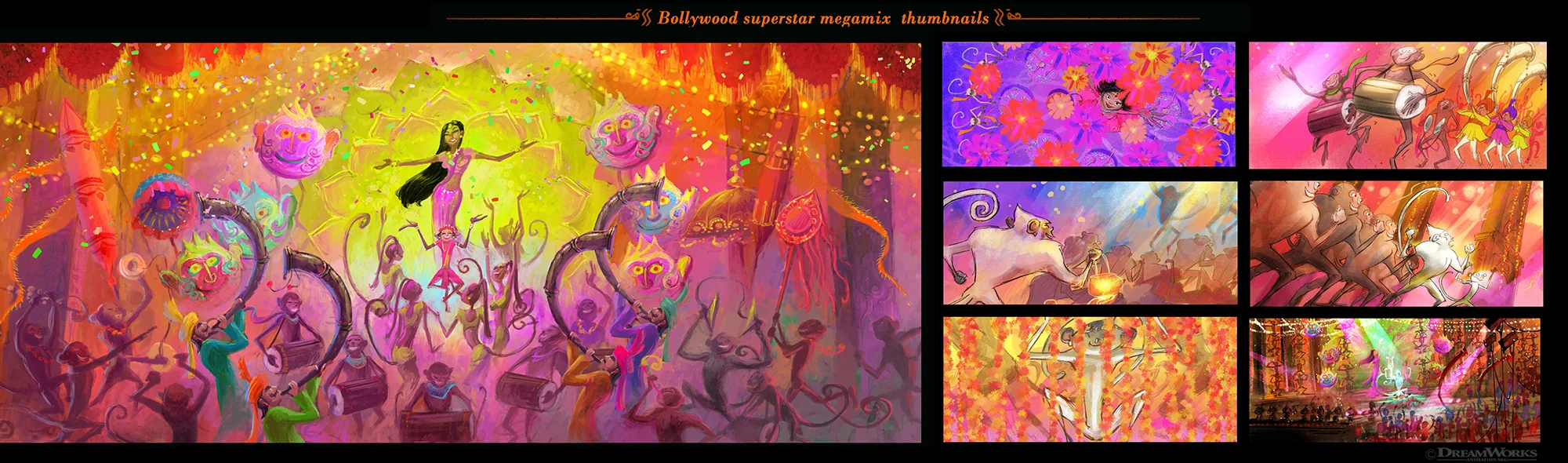 Beat board stills from the final song in the movie.