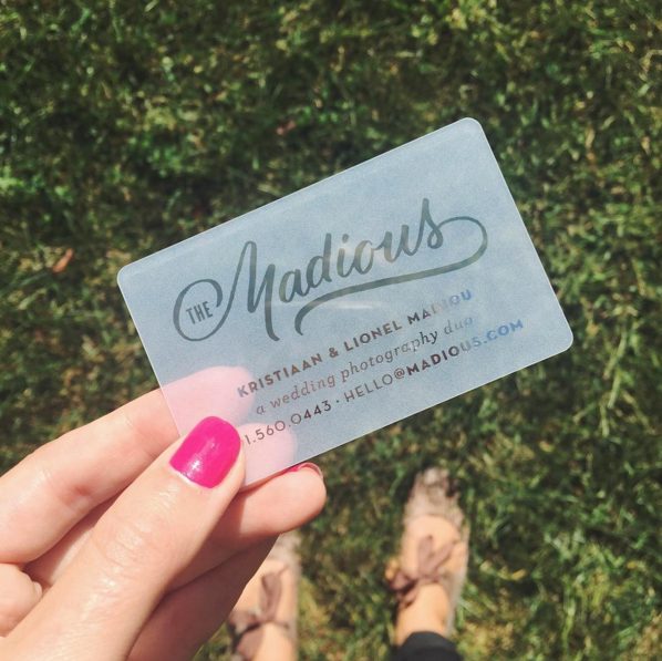 Metallic foil stamped plastic business card