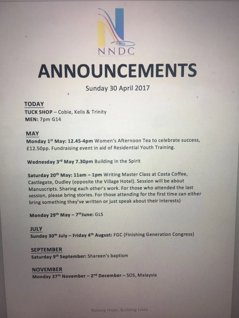 Announcements 30th April