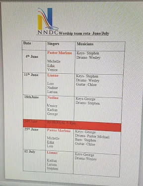 Worship Team rota