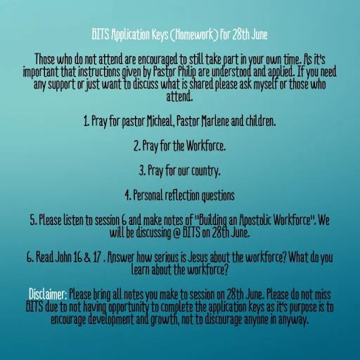 Bible Study Homework for 22nd June