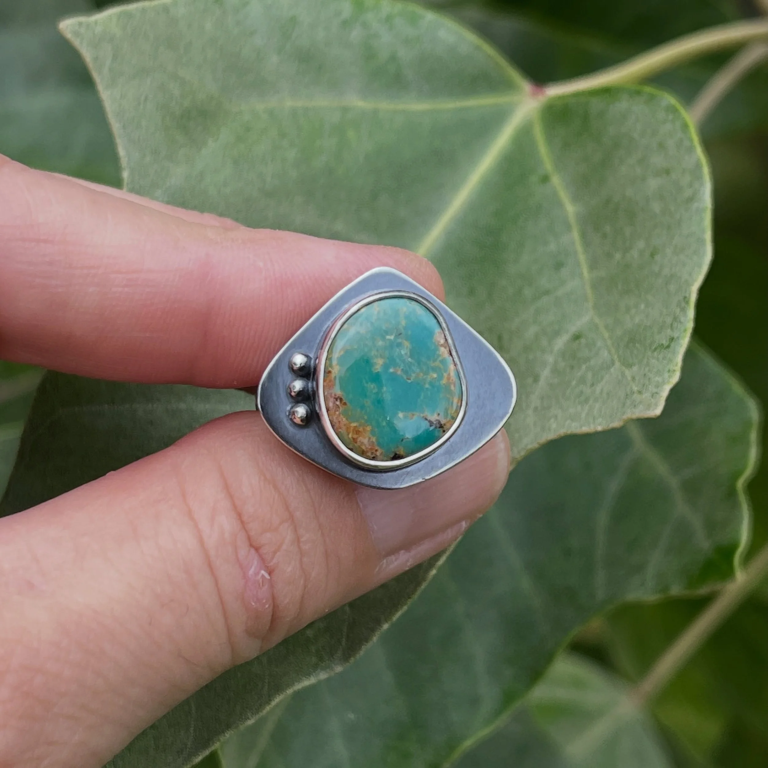 Sweet little ring 💍 I made for @lazytbuckerette with a vintage Kingman turquoise stone. Tagging @lucywalkerjewelry here for an entry to the #benchbingo giveaway!