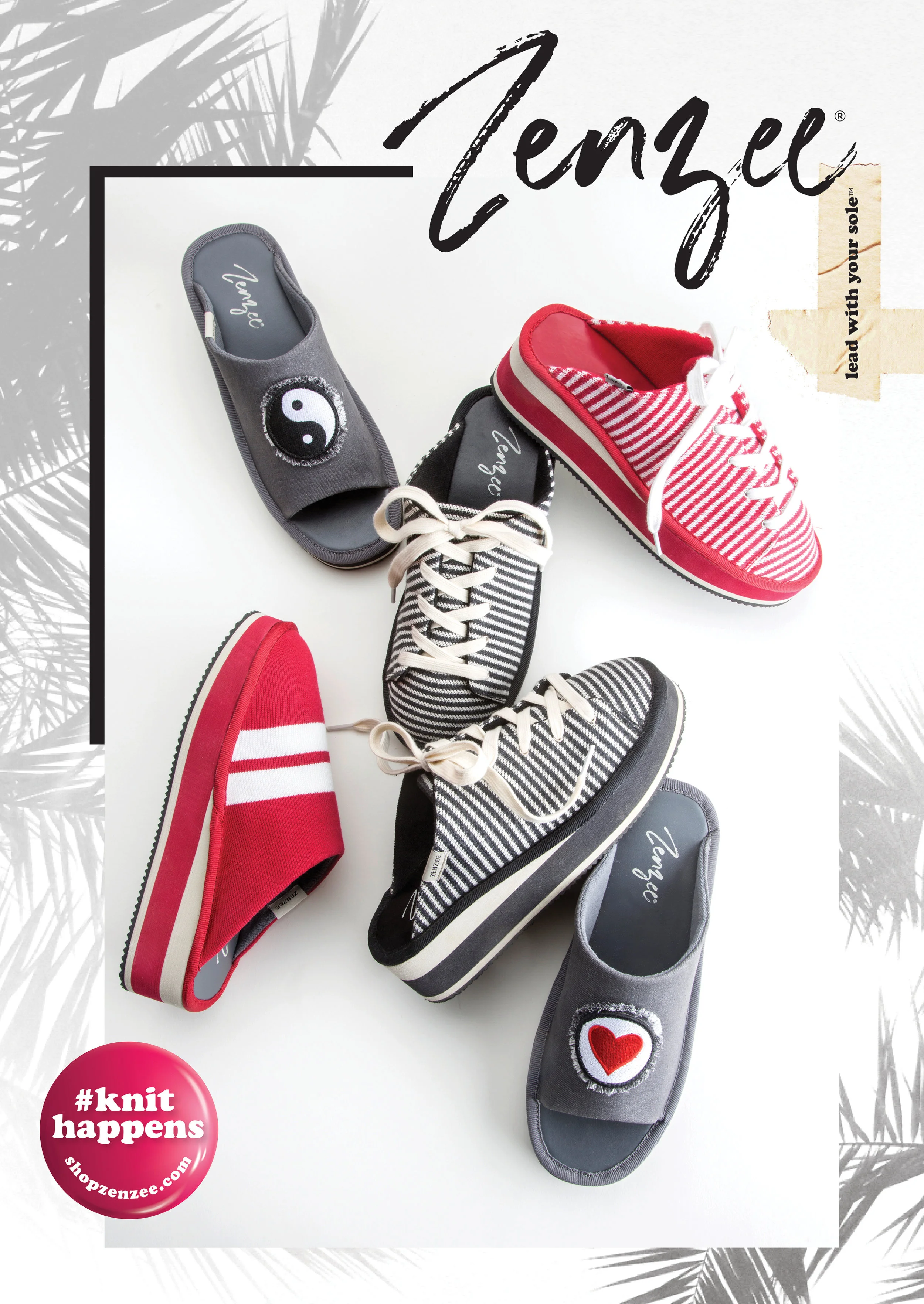 Zenzee Red Stripe, slip-on, lace up platform mule sneaker