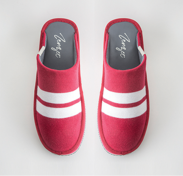 Zenzee red varsity stripe, slip-on platform mule shoe