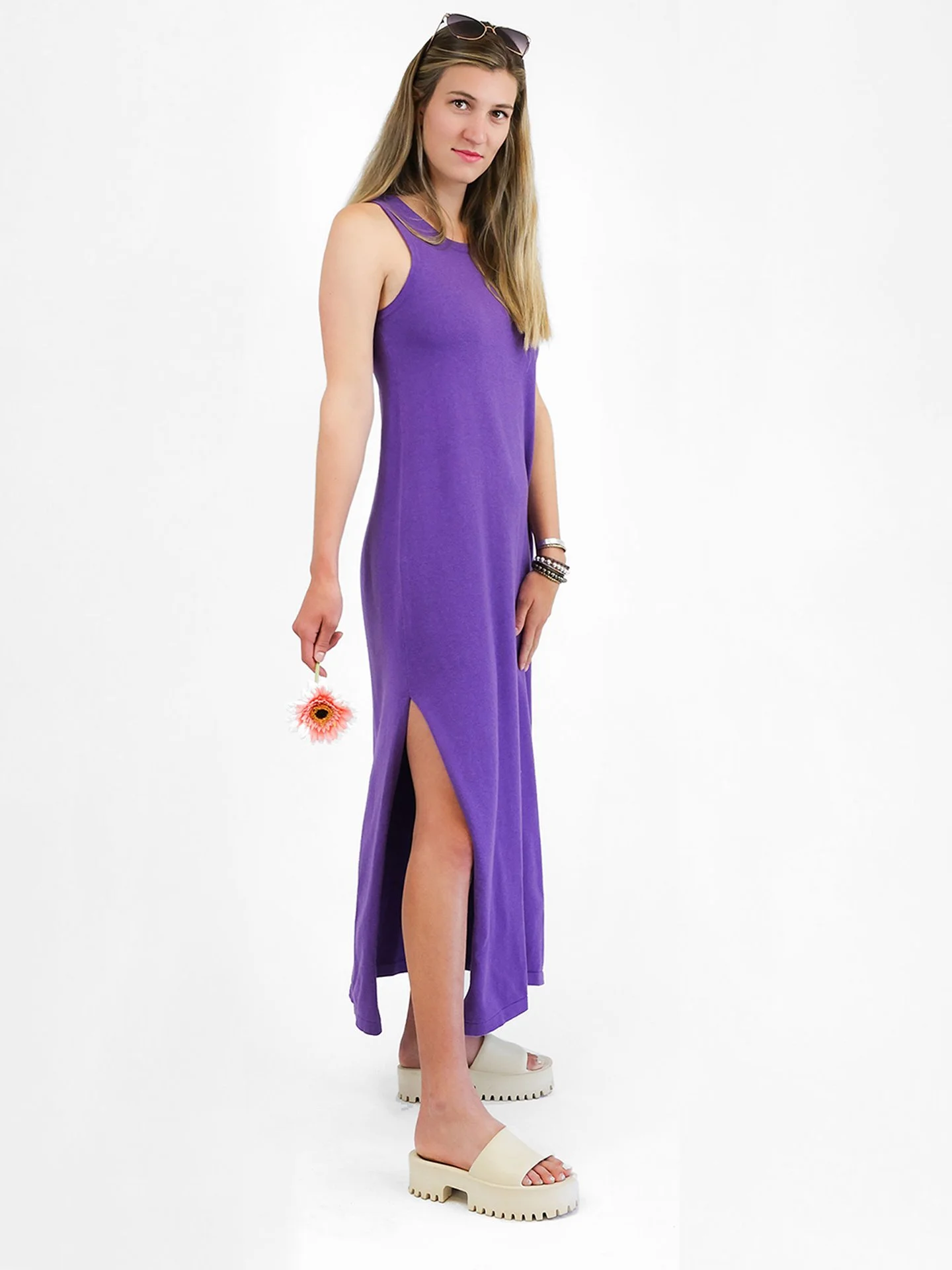 knee length dresses for ladies Draped Royal Purple Gown Teuta Matoshi