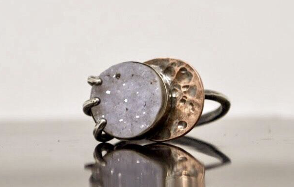 Lunar Eclipse Druzy Ring via Vandalia Metals website