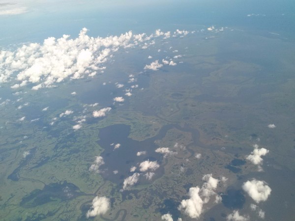Flying over the bayou country of Louisiana. There's probably more water in this picture than in all of Southern California