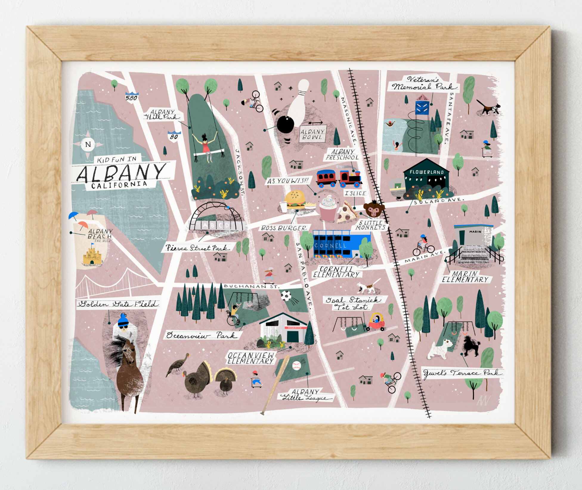 Albany California Map Artwork