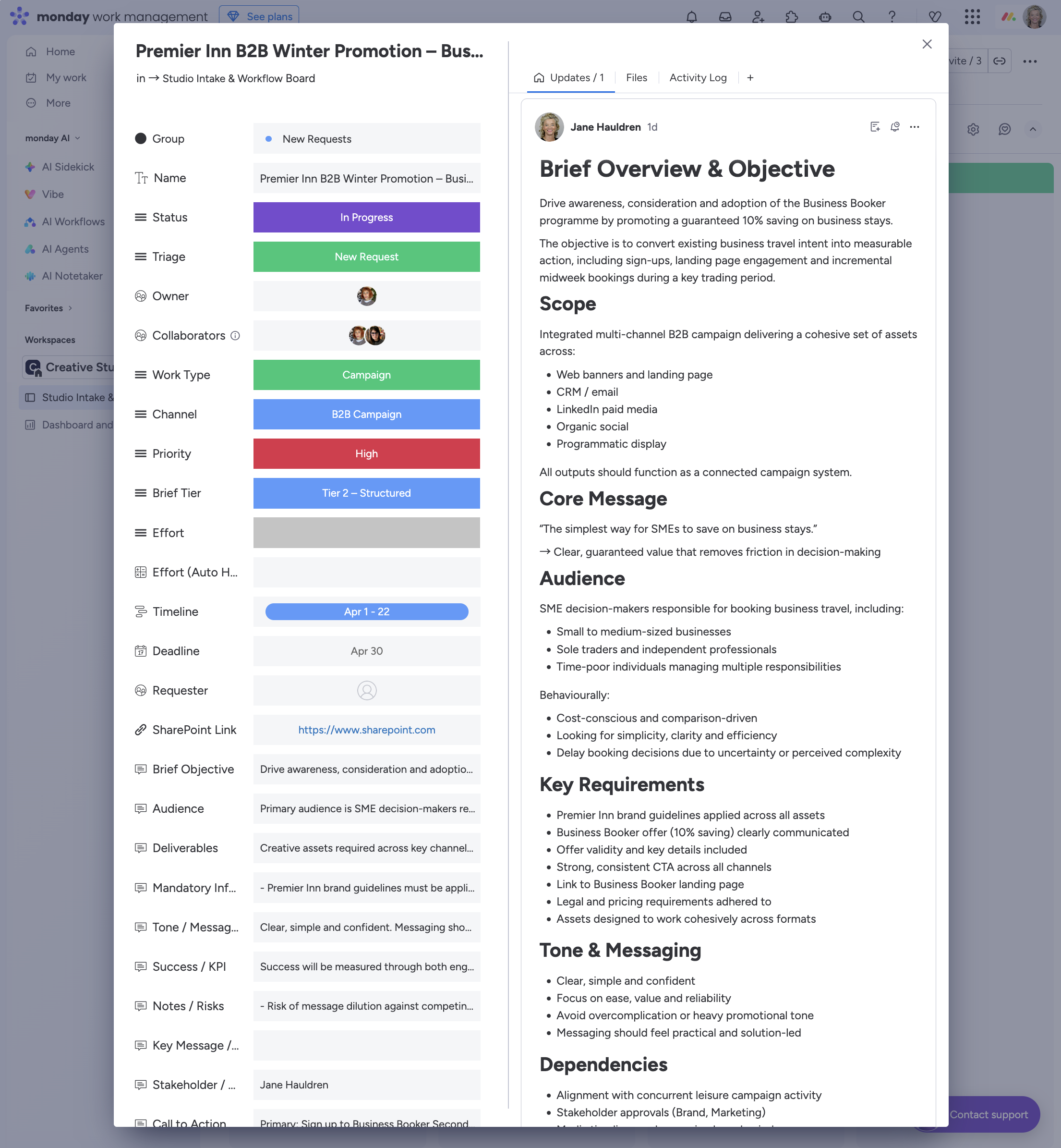   AI-Enabled Studio Intake &amp; Workflow  Scalable intake model built from structured briefing, enabling consistent data capture, prioritisation and AI-assisted workflow routing. 