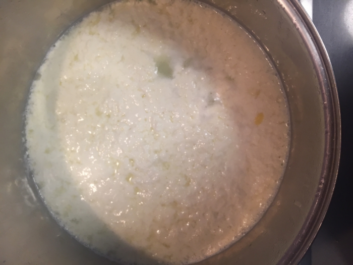 This is what the milk looks like when it's splitting. 