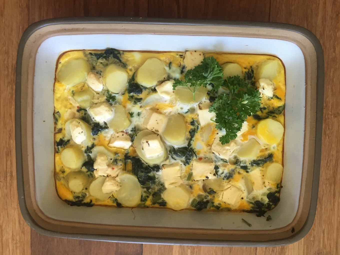 Cooked frittata, packed with veggies and perfect for any meal of the day! 