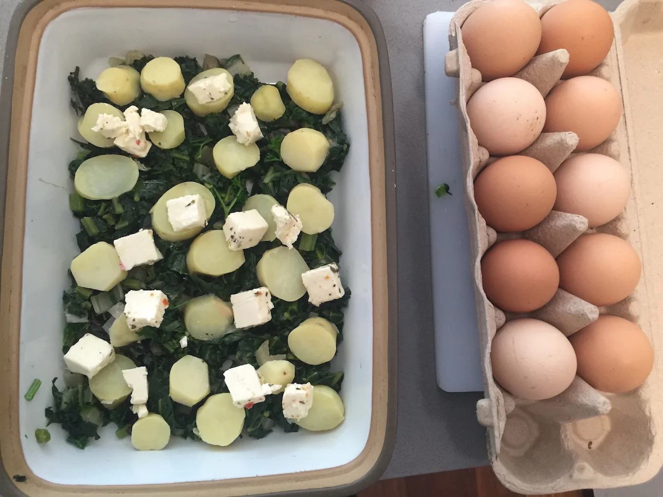 Veggies for Breakfast: potato, silverbeet and feta frittata