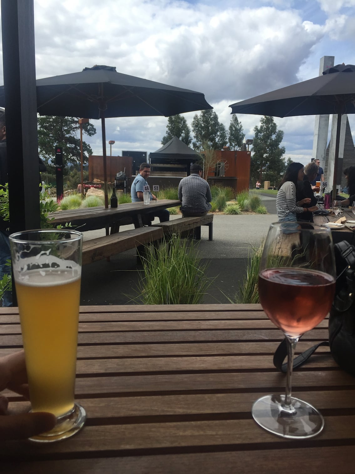 Enjoying a beverage at MONA (it's amazing btw) after spending the day wondering through the museum. 