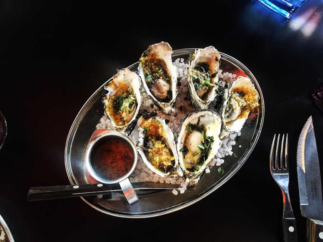 These oysters are from Frank in Hobart (very cool restaurant!), they are fire roasted with chorizo, peppers and garlic. We also got some charred vegetables that were amazing! 