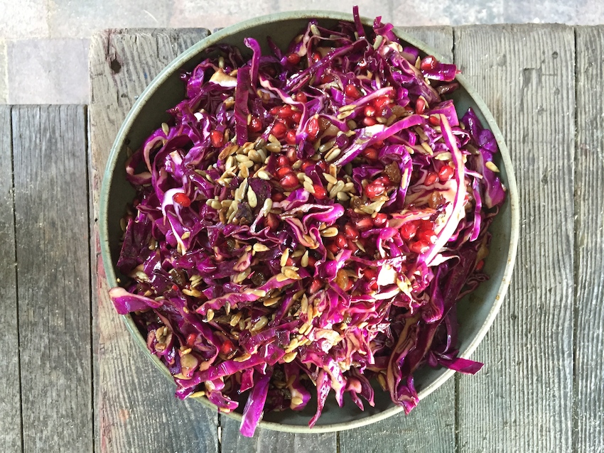 Red cabbage slaw with pomegranate