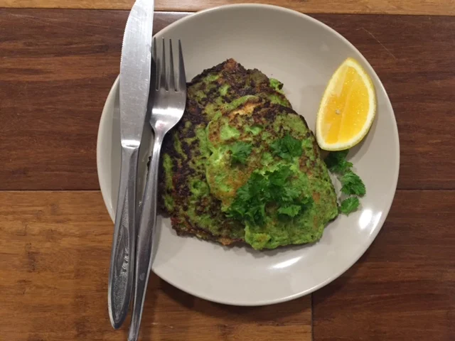 Green pancakes delicious with a squeeze of fresh lemon