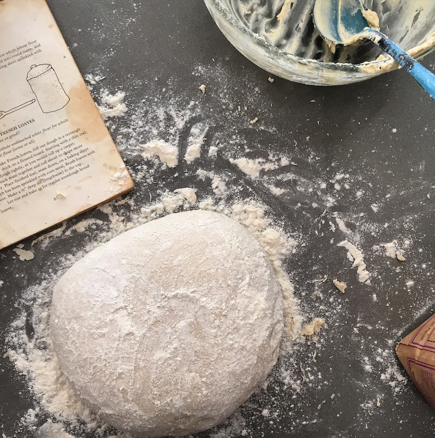 Making bread from scratch, using my mum's old bread book 