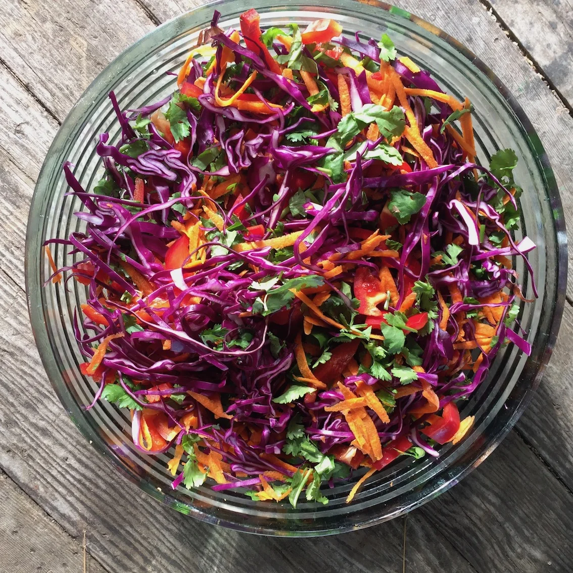 Vegetables mixed together for the salad