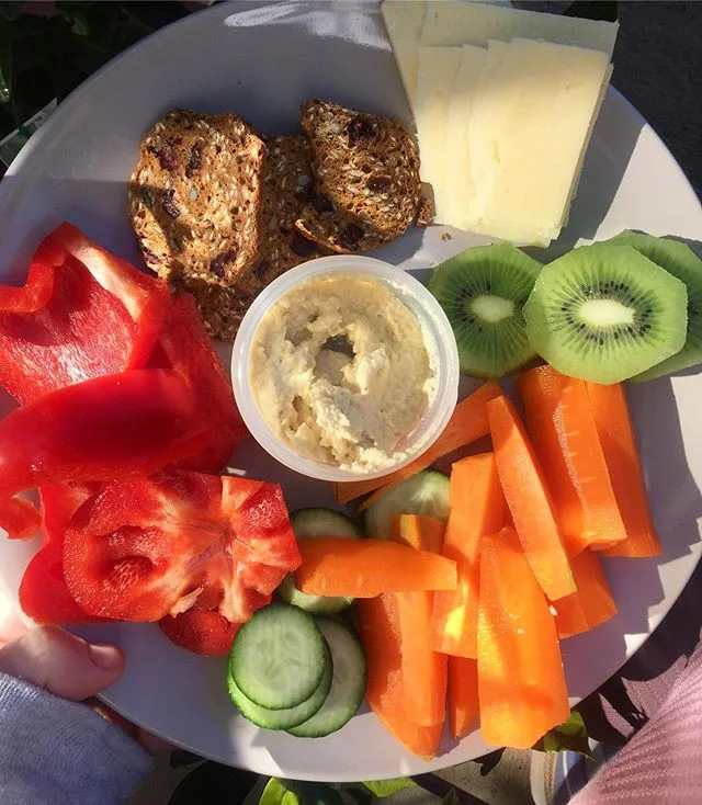 Sunday lunch platter in the sun. A mix of this and that is one of my favourite ways to eat and a great way to increase your intake of veggies!