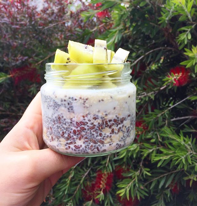 The easiest grab-and-go breakfast option for when you&rsquo;ve got no time in the morning. Overnight oats loaded with seeds, served with fruit in the morning.

The night before mix about 1/3c of each rolled oats, milk and yoghurt, along with about a 