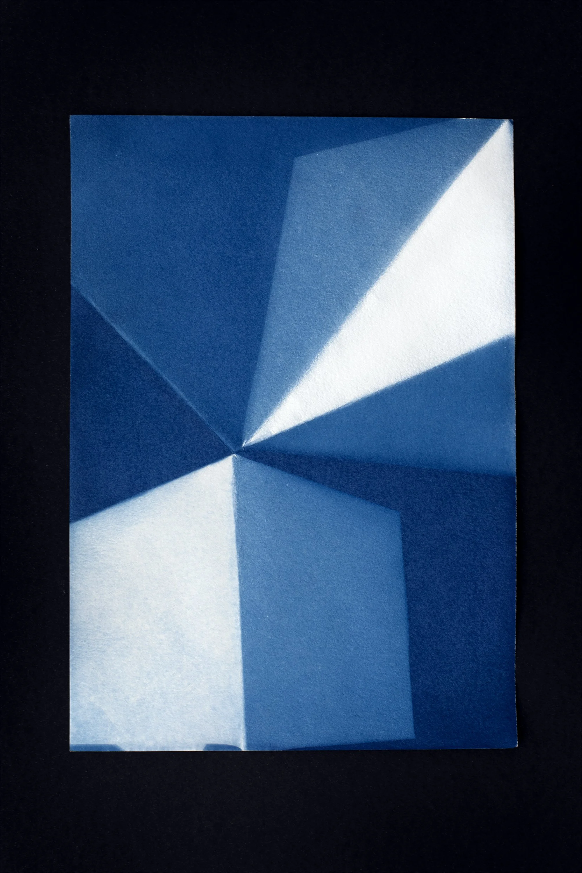  cyanotype on paper, folds, sunlight   