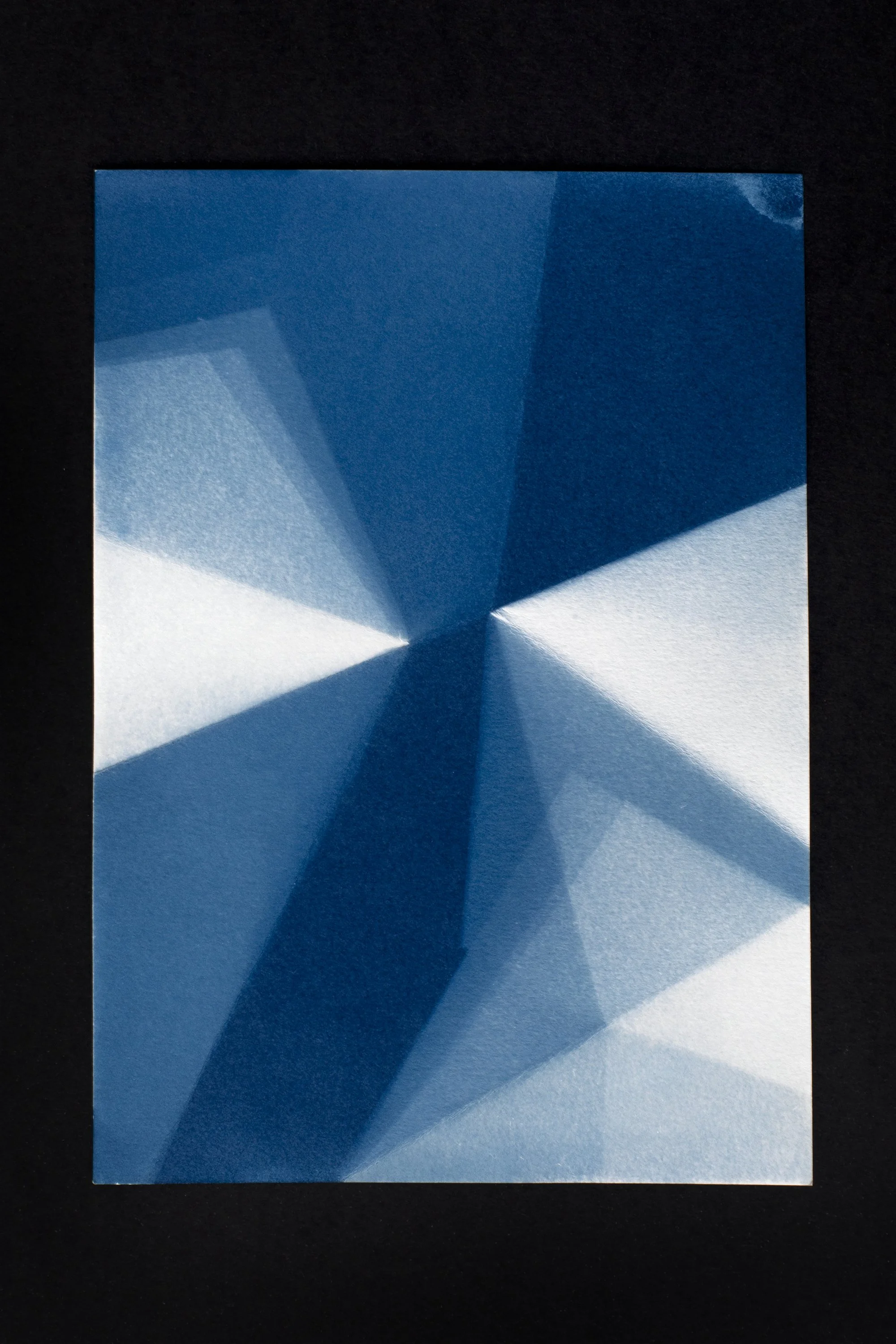  cyanotype on paper, folds, sunshine 