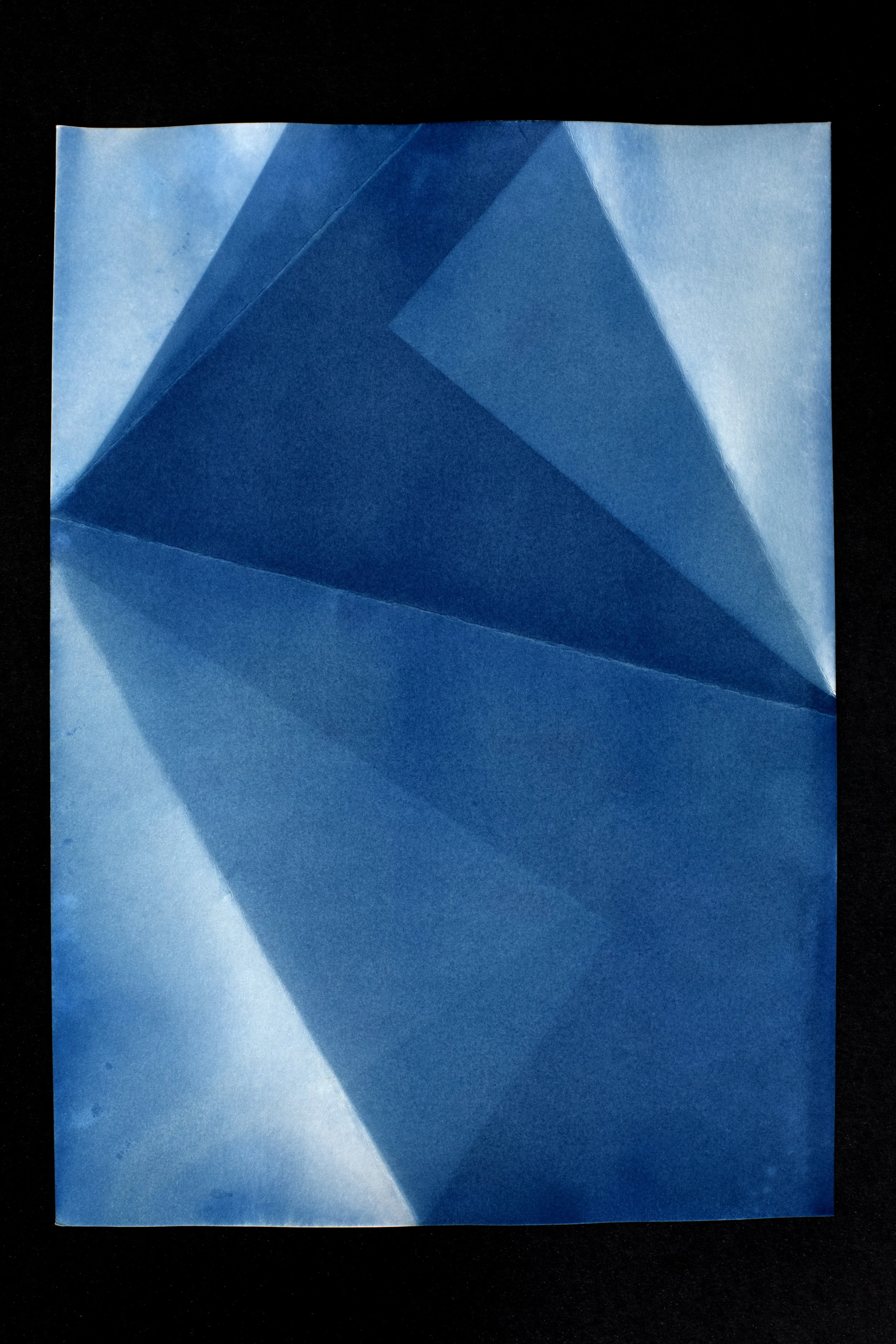  cyanotype on paper, folds, sunlight 