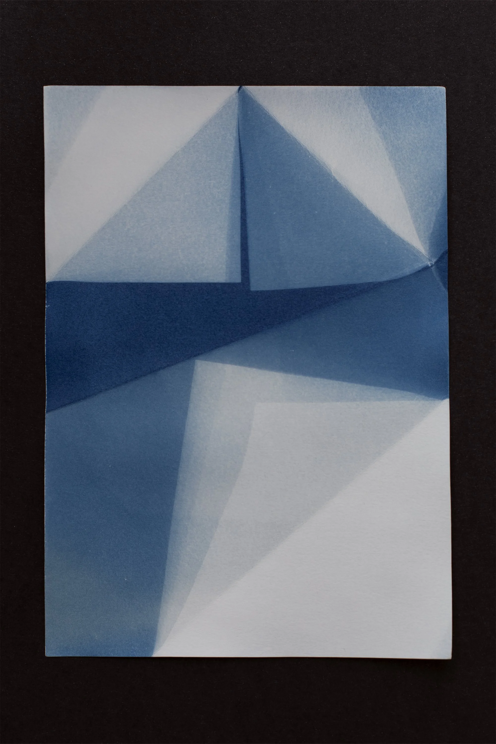  cyanotype on paper, folds, sunlight 