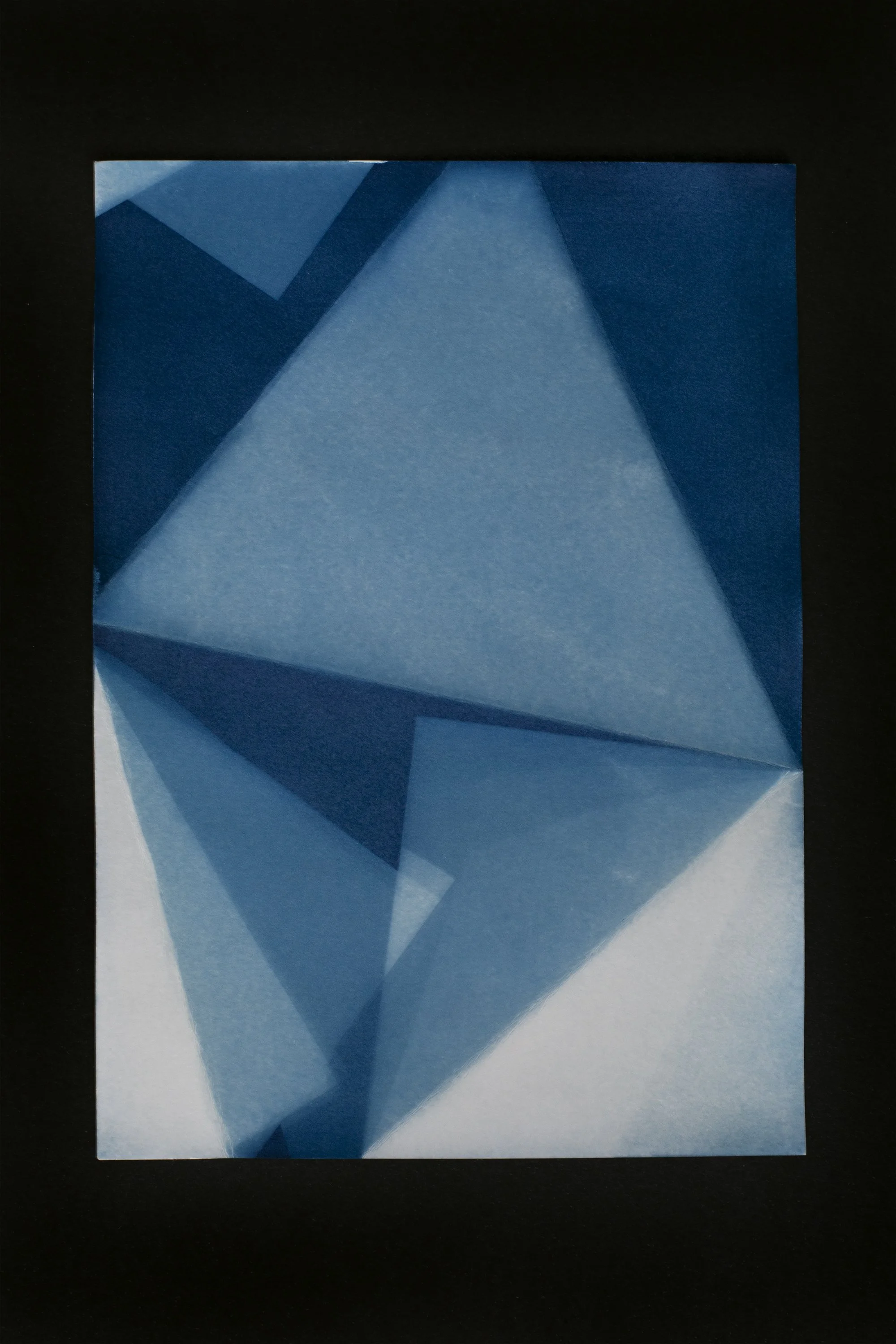  cyanotype on paper, folds, sunlight 