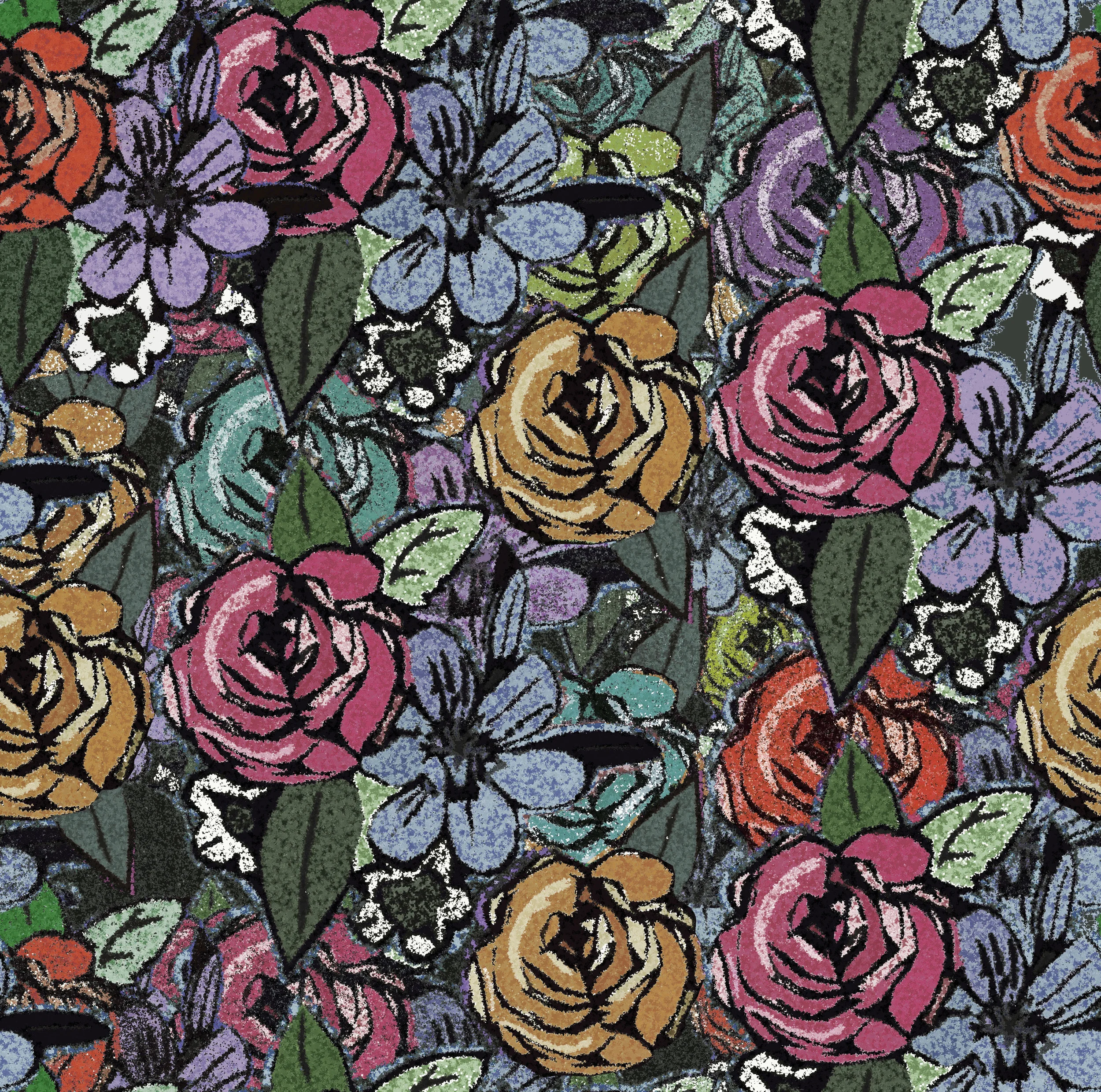 Garden flowers design pink