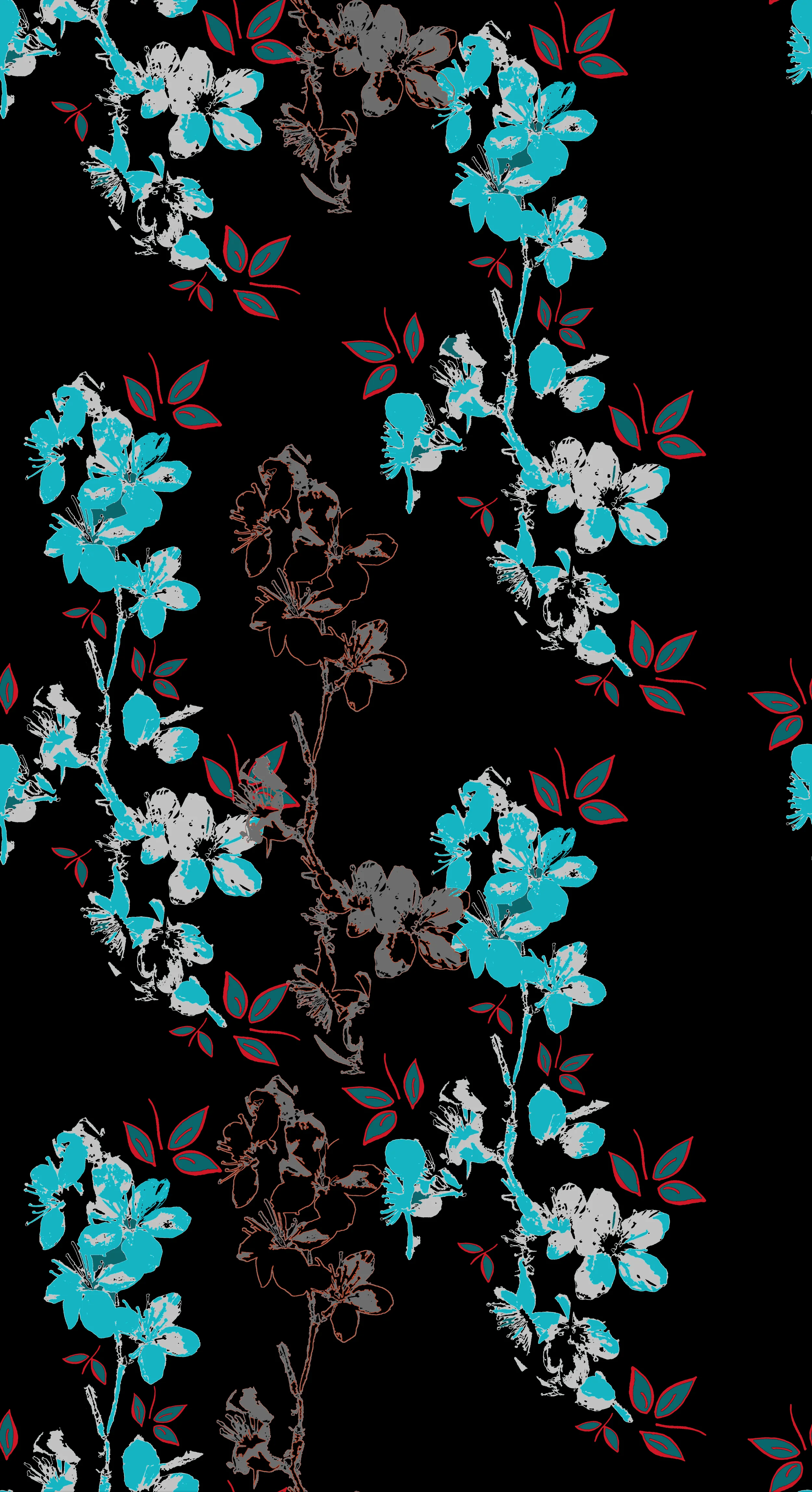 blossom design wallpaper black