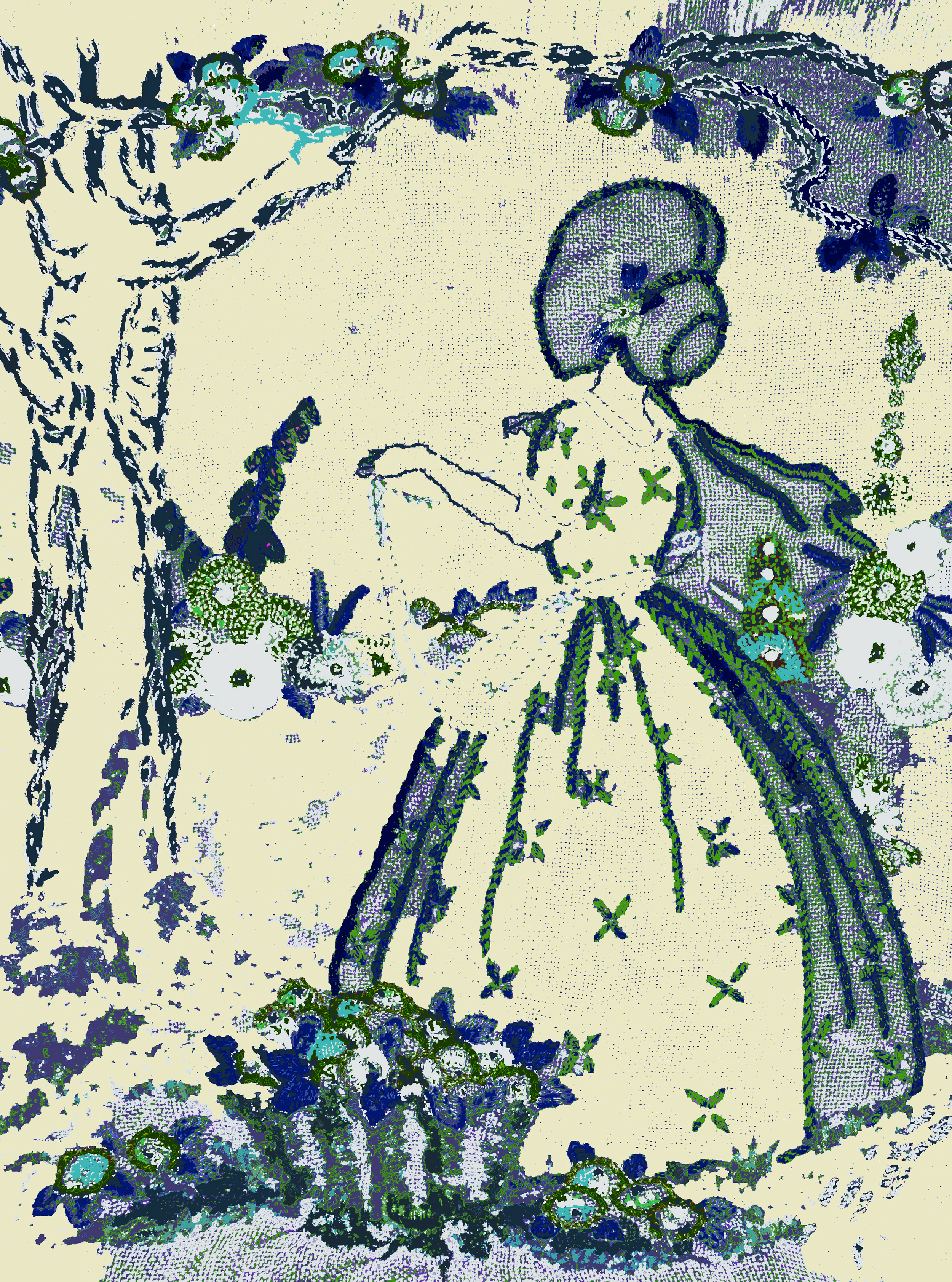 Mary mary embroidery picture blue