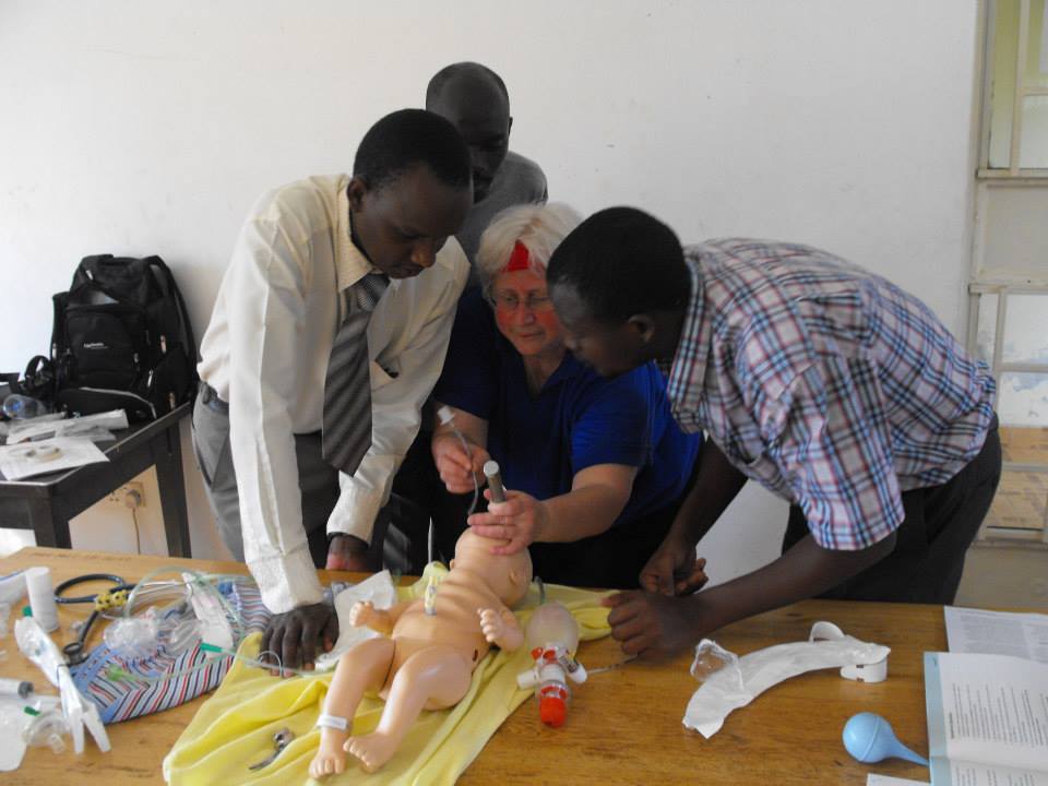 Dr. Georgia teaches the NRP program to doctors at Mbale Regional Referral Hospital, 2013 (photo credit Lisa Umphrey)
