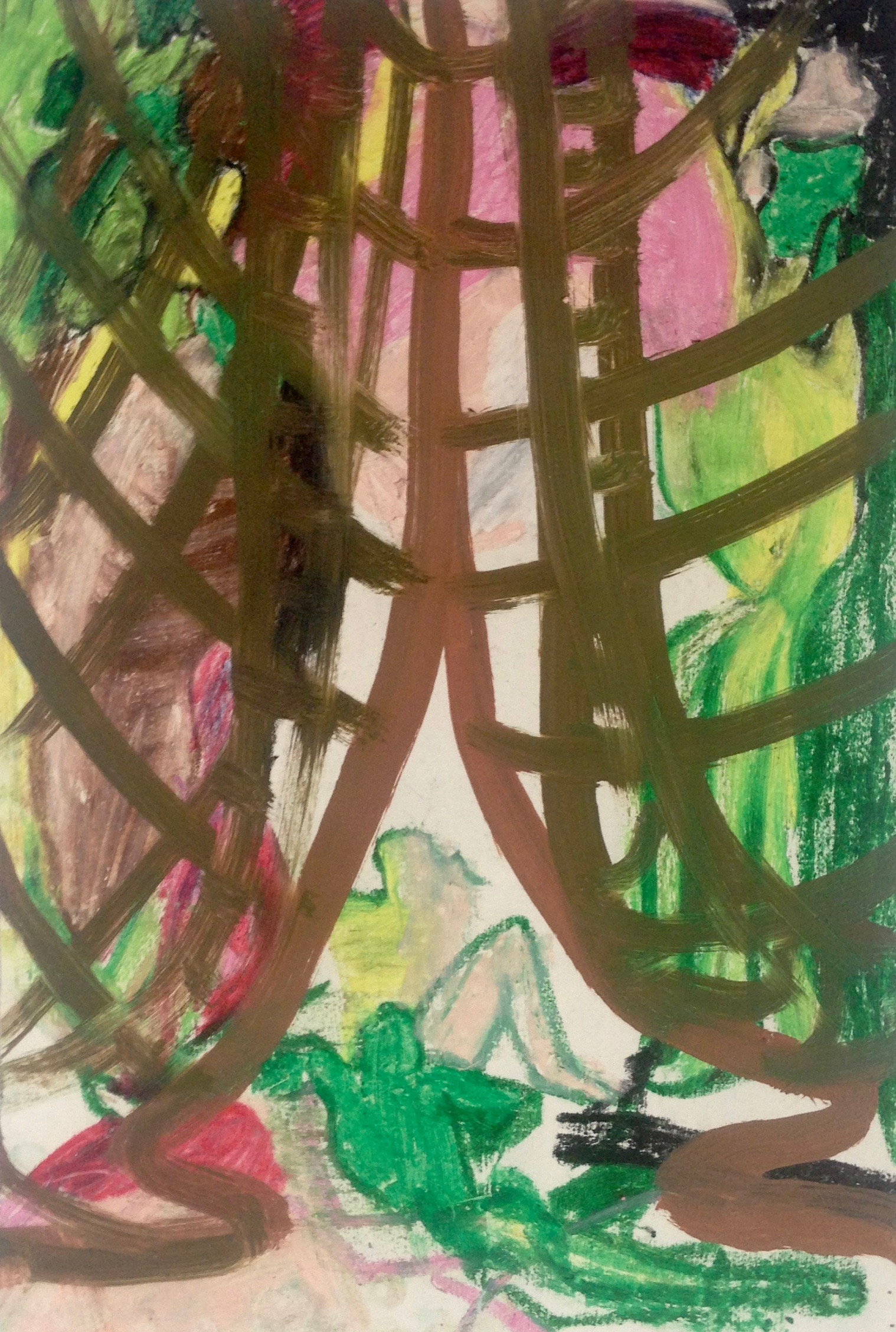 Back Of The Net Oil pastel and oil paint on paper 32 x 25 cm