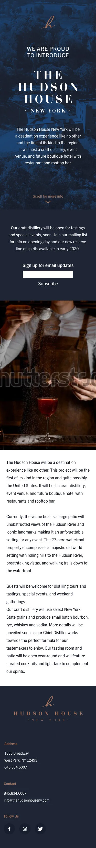  Hudson House mobile version of intro site   