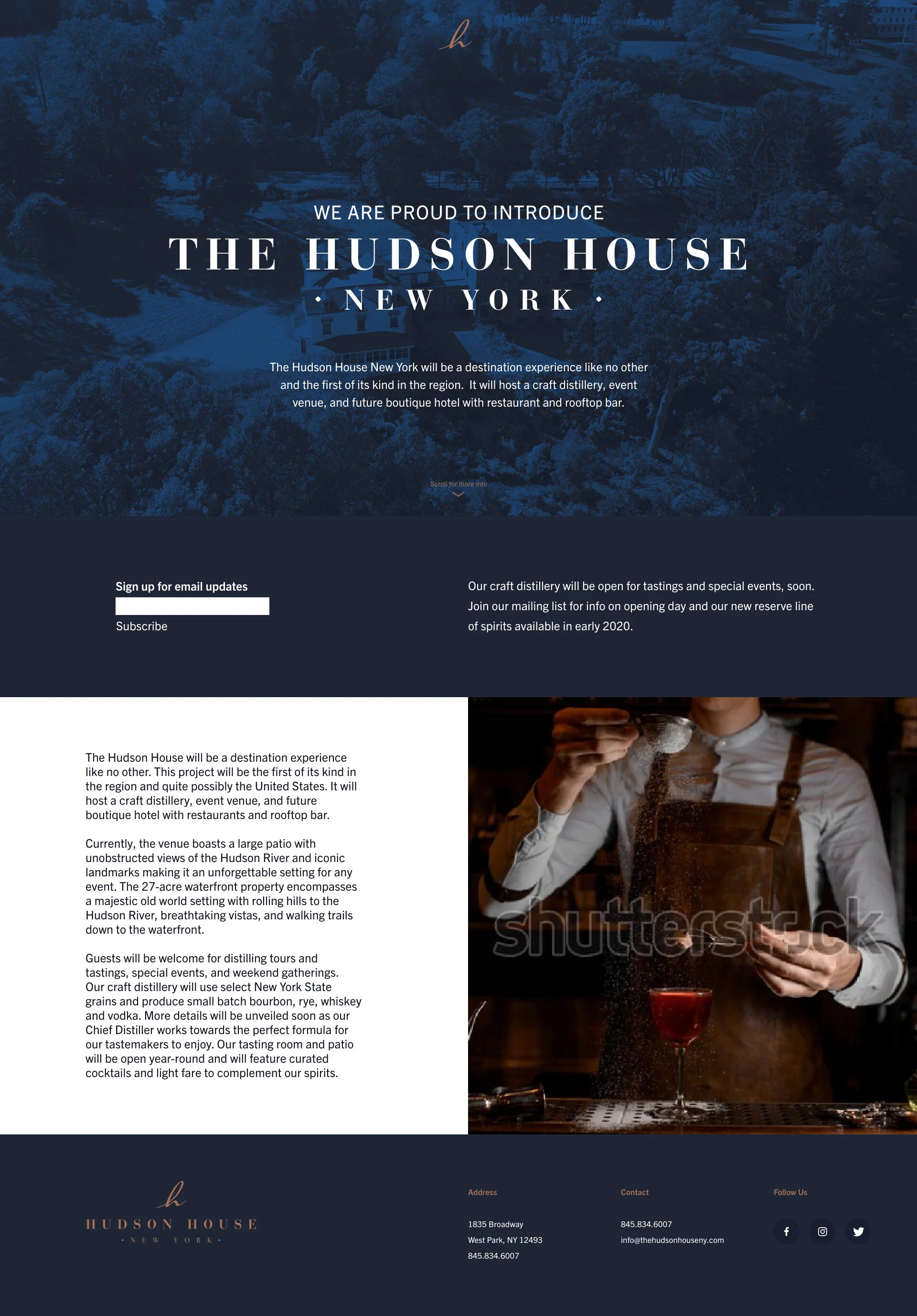  Hudson House one page intro site   