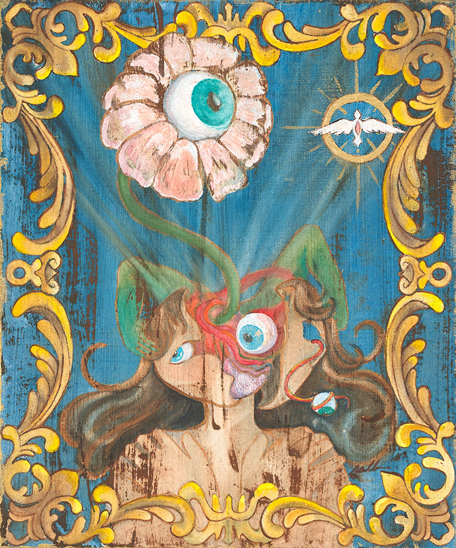 A Fearless Examination of Self 20" x 24" - Watercolor and Metallic Gold Acrylic on Birch Panel $1,800 Unframed
