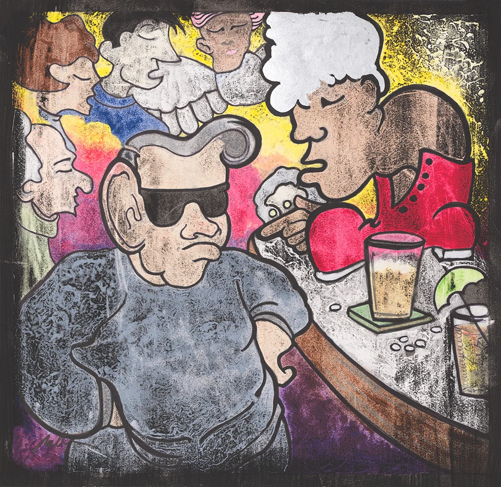 Getting the Boot Outta Heaven Tempera and India Ink on Acid-Free Cotton Paper Image Size: 18" x 18” $850 Unframed