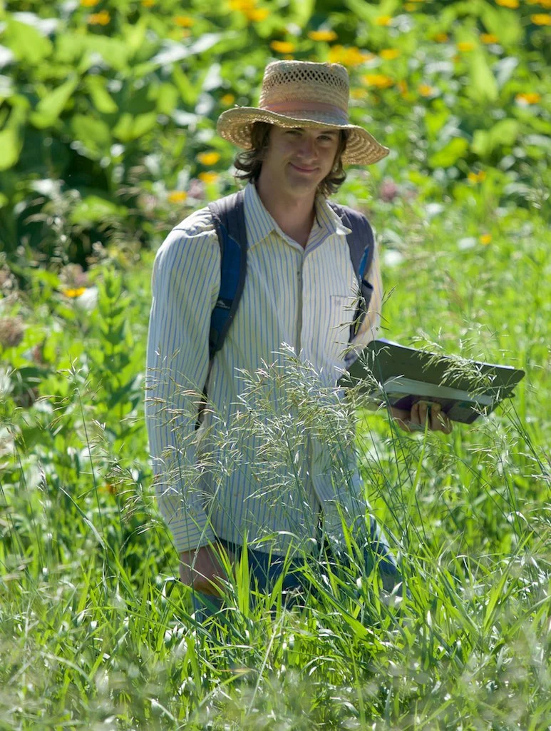 Graham Steinhauer, Goose Pond Sanctuary land steward, takes a shift keeping data for the butterflies his group counts. Photo by Arlene Koziol