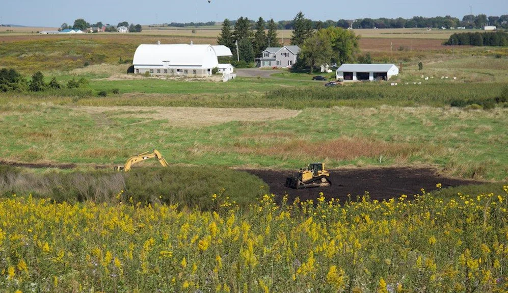 Overview of Goose Pond Sanctuary’s newest restoration project: wetland scrapes. Photo by Arlene Koziol