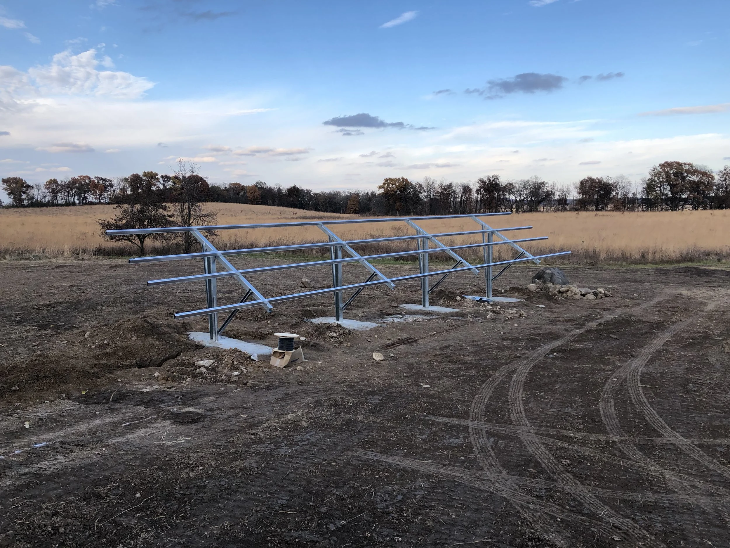 Frames for the solar panels are in, as of October 29, 2018. Photo by Roger Packard