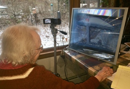 Dorothy's enhanced birdwatching station at work! Photo by Pat Ready