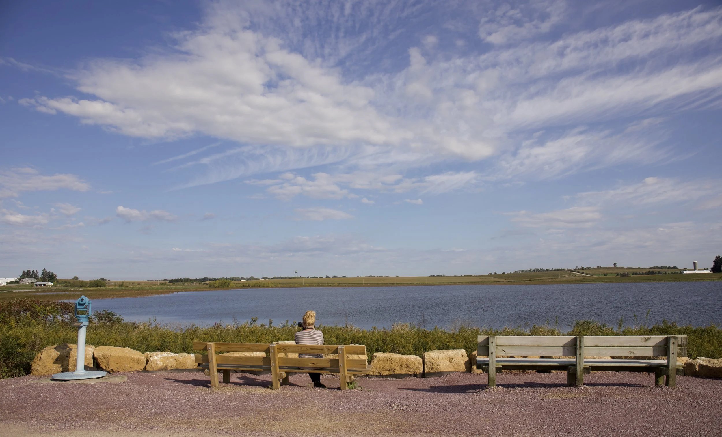 Come take a seat at the beautiful south edge of Goose Pond. Photo by Arlene Koziol