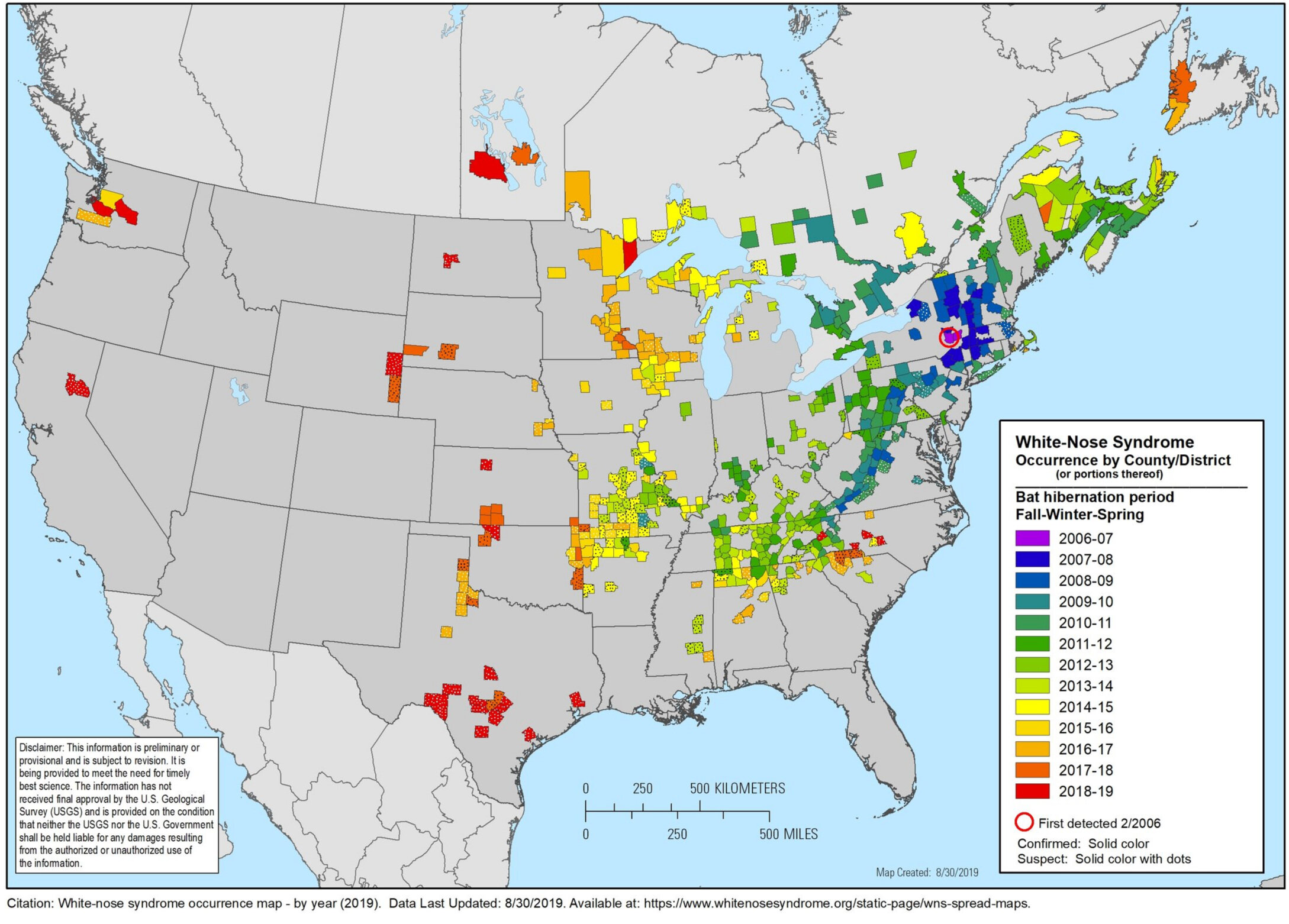 Map by White-Nose Syndrome Response Team